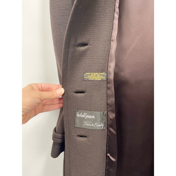 Vintage Hovland-Swanson Town & Country Brown Knee Length Wool Button Front Coat - Picture 8 of 8